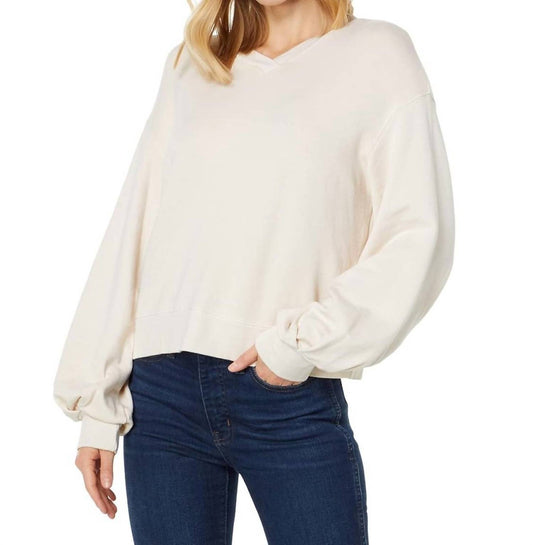 Monrow - Supersoft Fleece Crop V-neck Sweatshirt