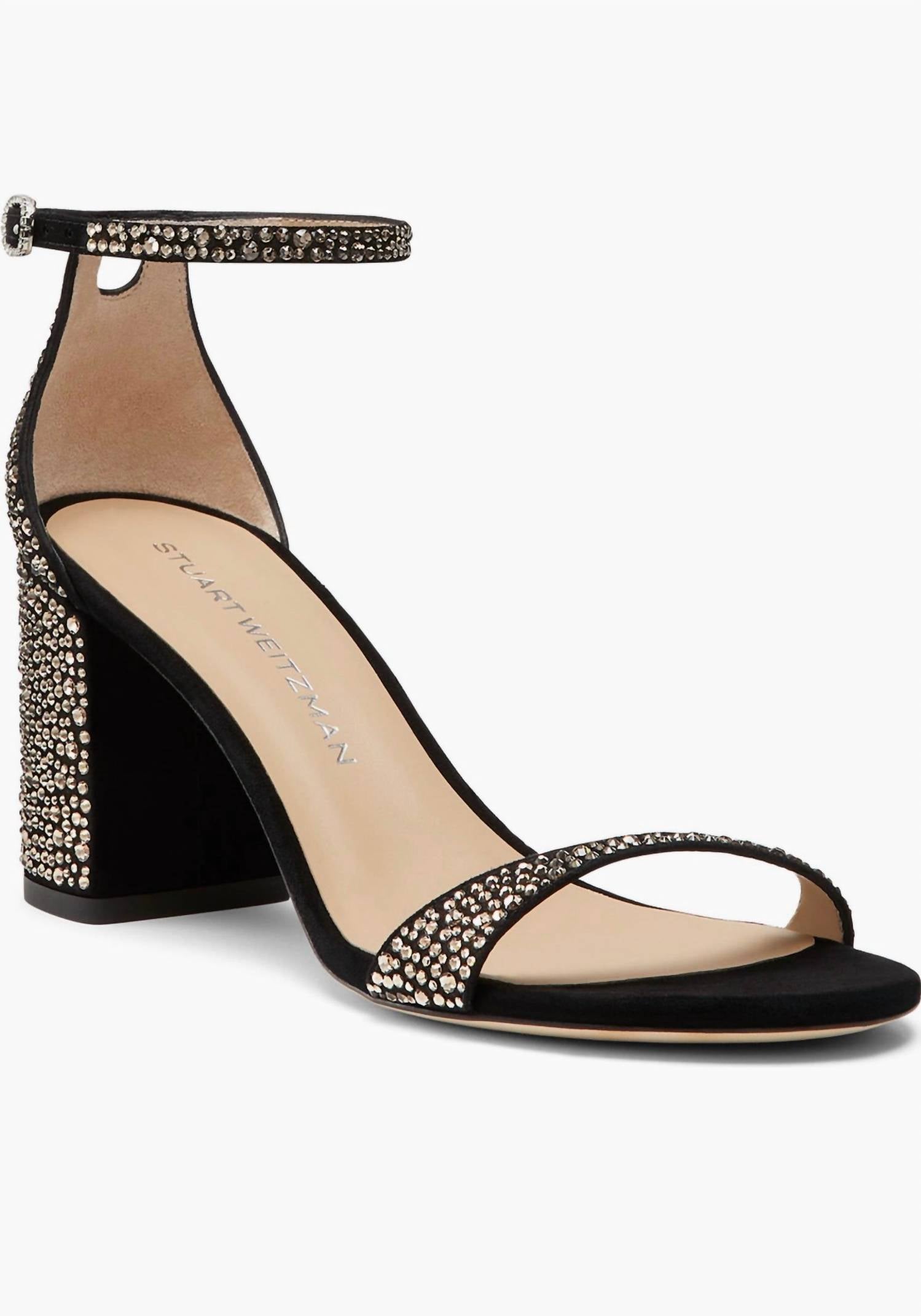 STUART WEITZMAN Women's Nudist Shine Block Sandals in black - women's sandal