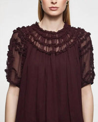 Ulla Johnson - Isolda Silk Smocked Short Sleeve Blouse