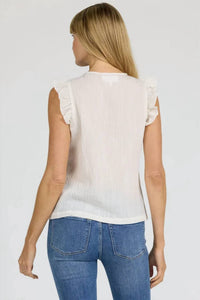 Dear John Denim - Nicola Floral Embroidered Ruffle Sleeve Top