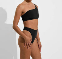 Left On Friday Women’s Offshore One Shoulder Top Swimwear in jet black - women's swimwear - alternate view
