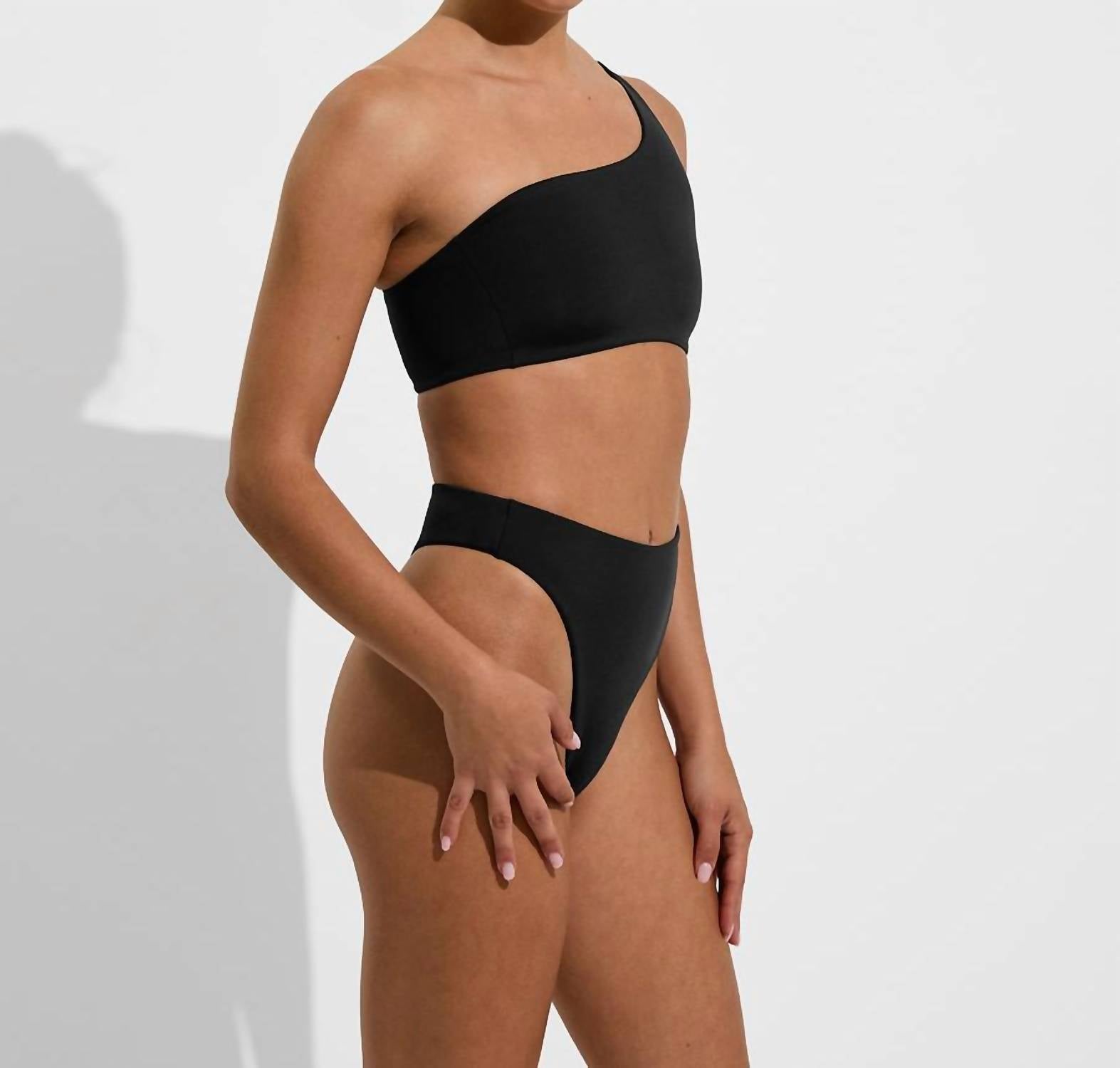 Left On Friday Women’s Offshore One Shoulder Top Swimwear in jet black - women's swimwear - alternate view