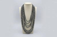 Tipi - Women's Eight Row Western Faux Sterling Pearl Statement Necklace