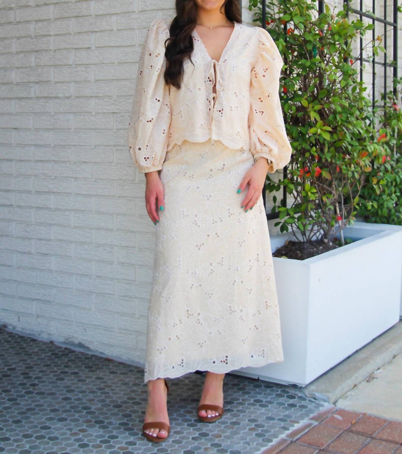 Able - Floral Eyelet Skirt