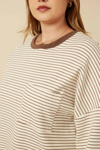 Hayden La - Soft Stripe Knit Contrast Top - Plus