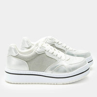 Alegria Women's Alyster Sneakers in shimmer silver - women's sneaker - detail view