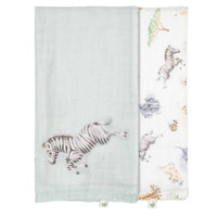 Wrendale Designs Inc. Little Savannah African Animal Muslin Gift Set in white mint - item