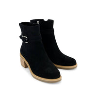 TOMS Women's Hailey Buckle Boot in black suede - women's shoe - detail view