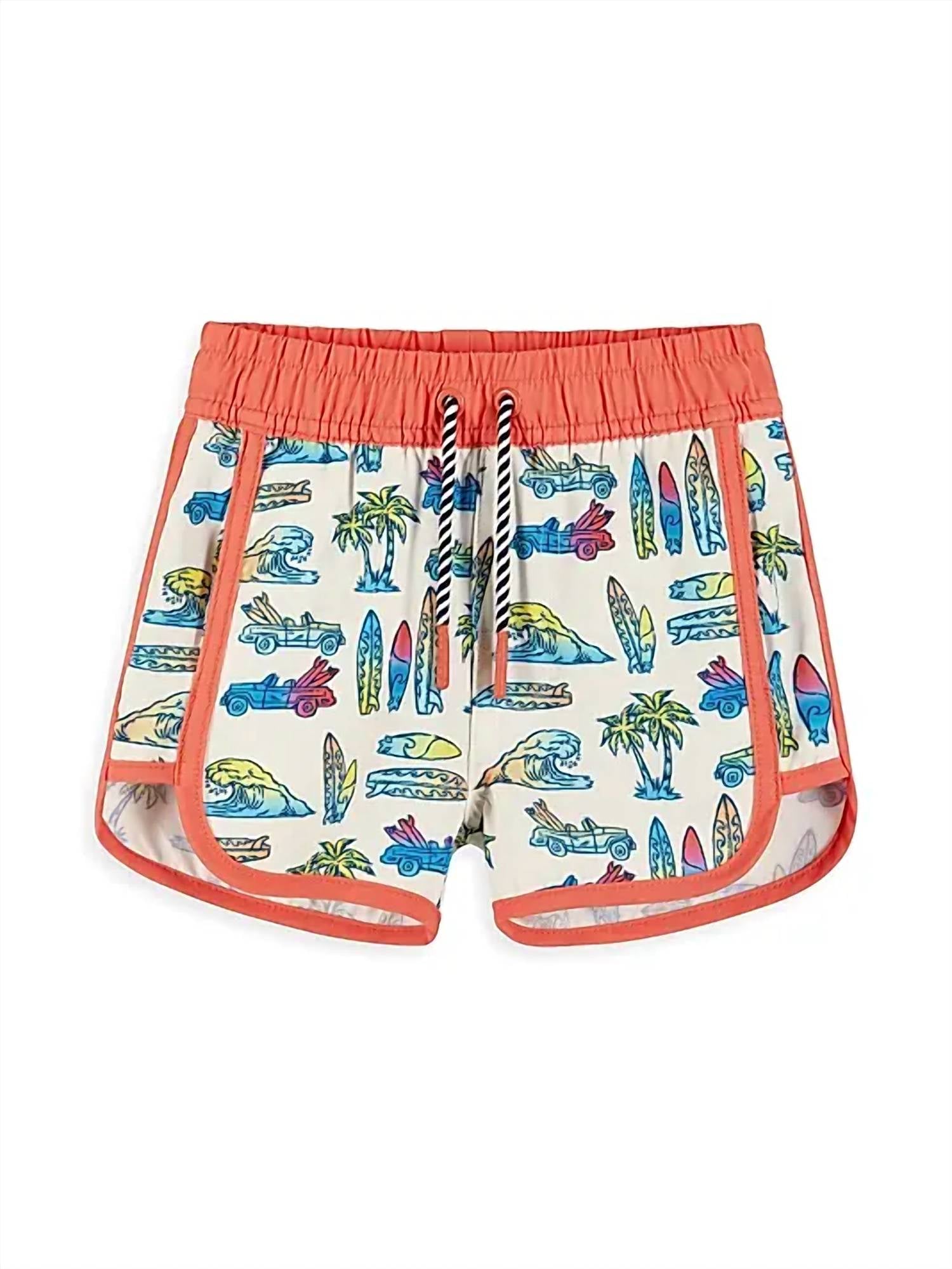 Andy & Evan - Boy's Surf Print Rashguard And Swim Trunks Set