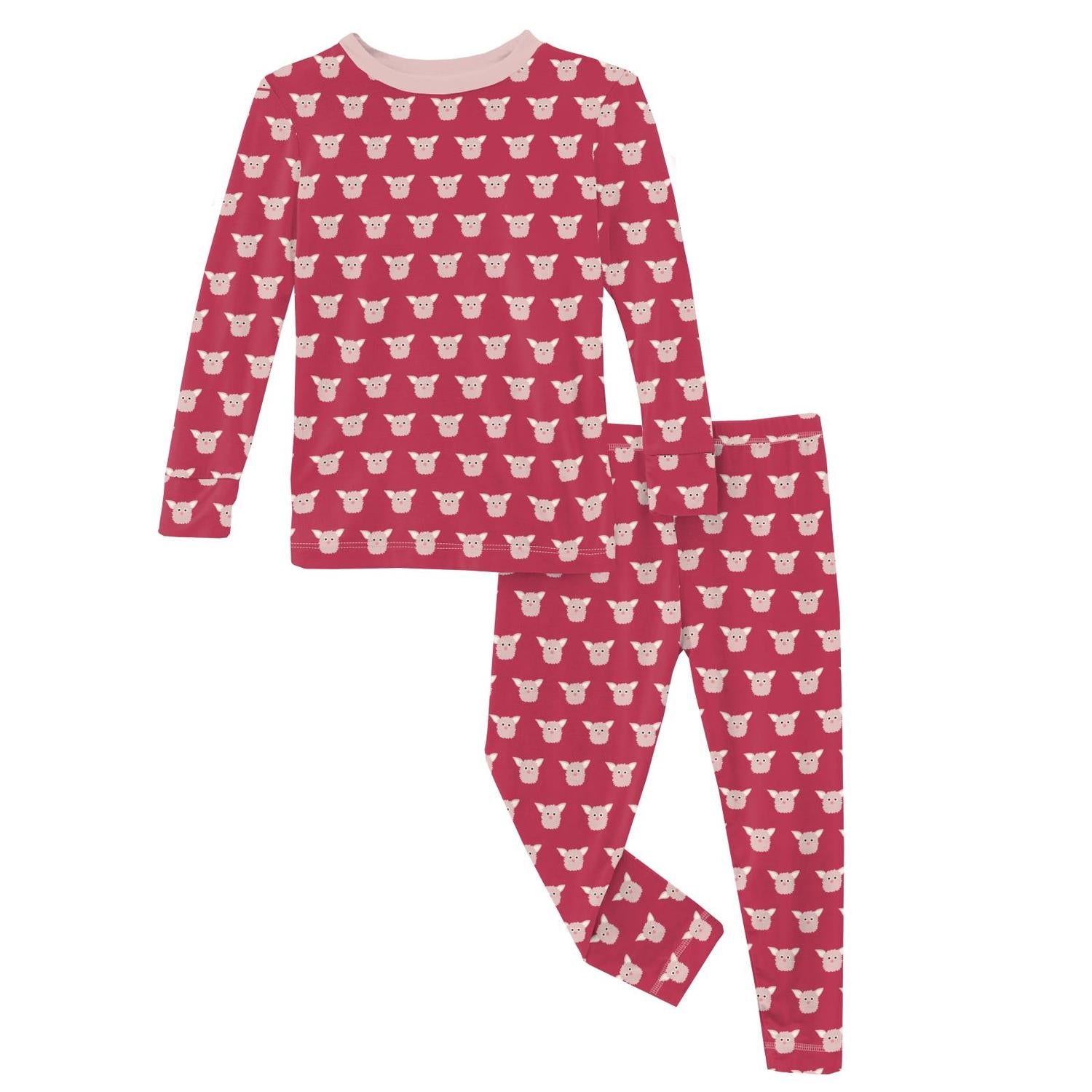Kickee - Kids' Bamboo Print Long Sleeve Pajama Set