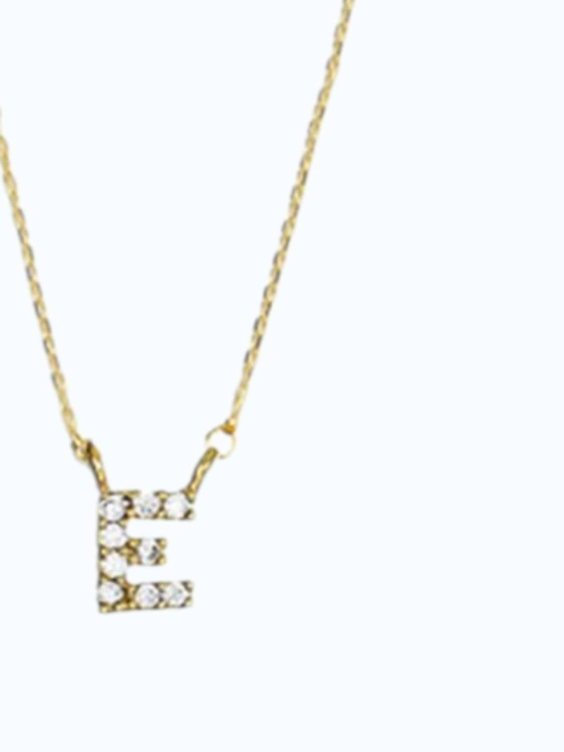 Tai Jewelry Women's Initial E Necklace in gold - women's jewelry - detail view