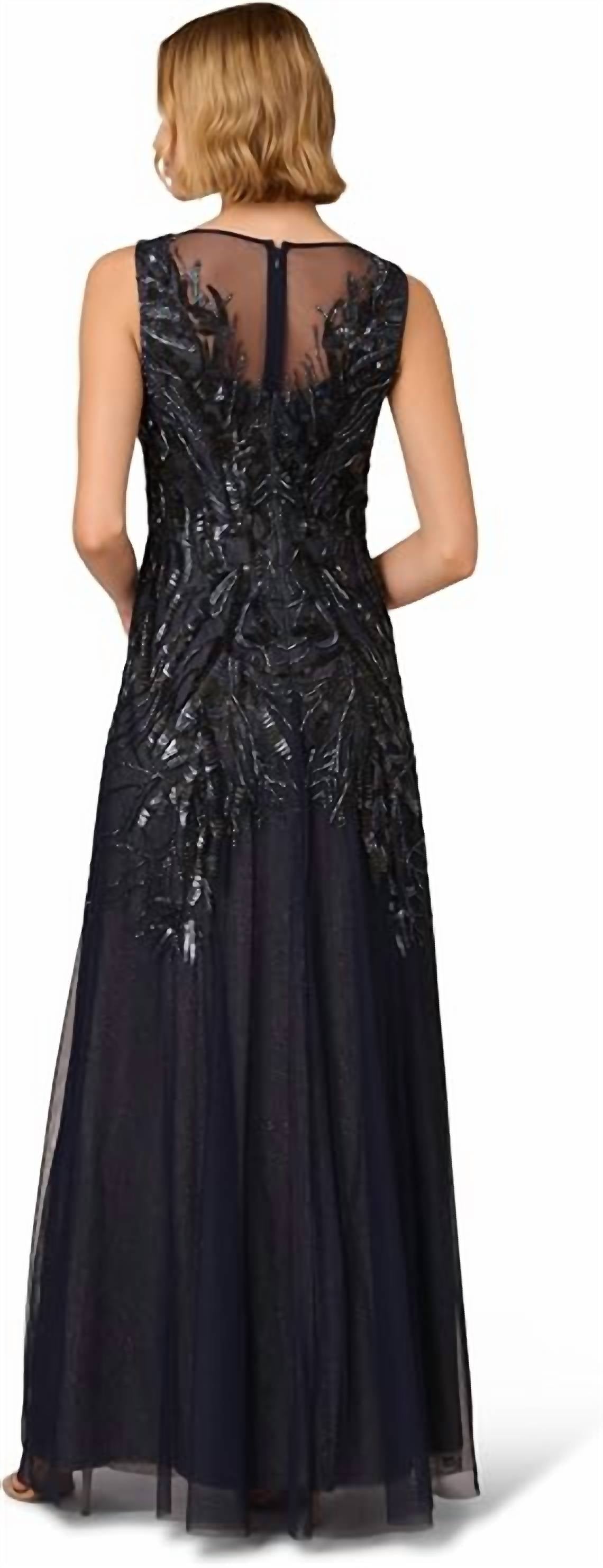 Adrianna Papell - Bead Metallic Mesh Dress