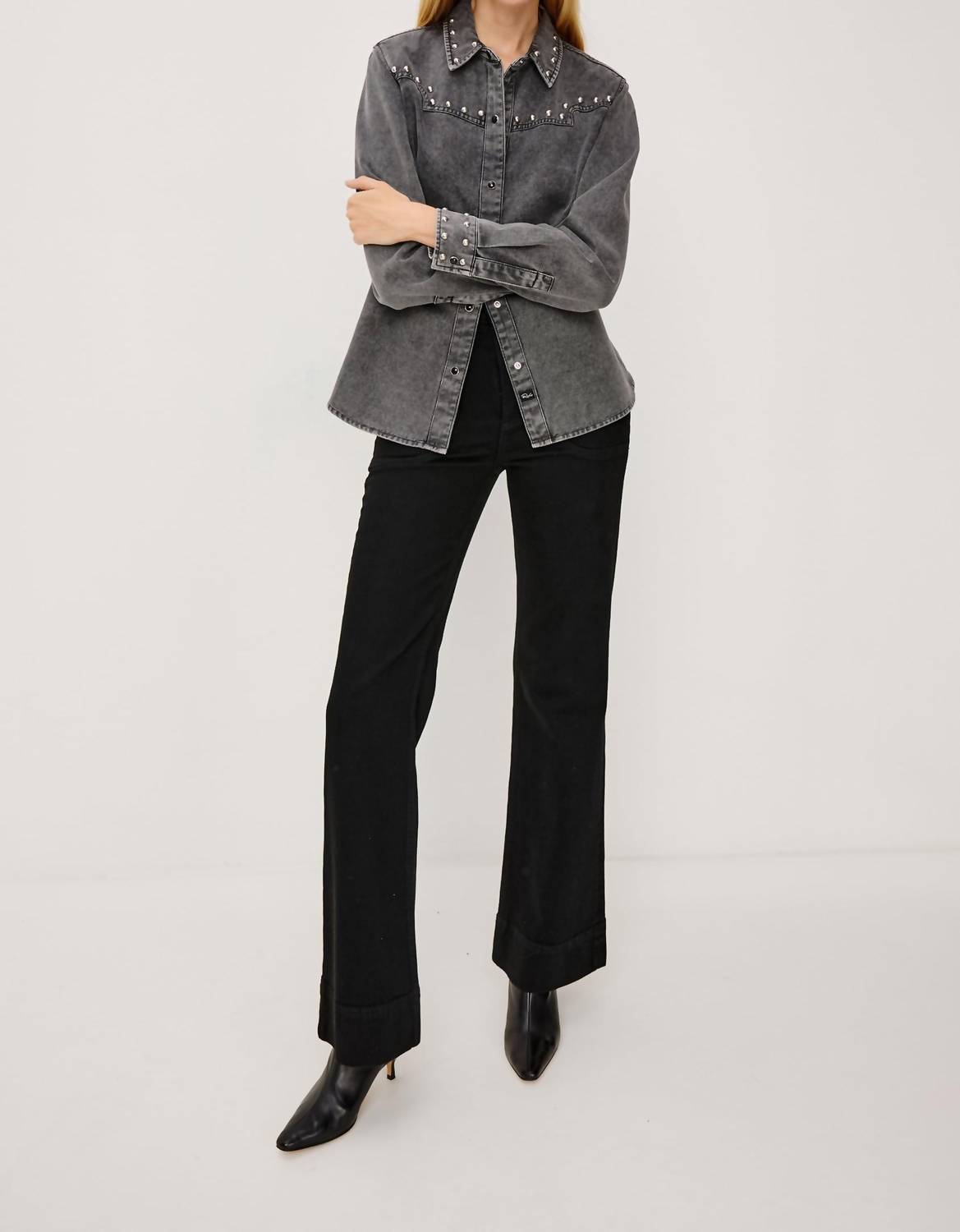 Rails Vinea Button Up in black - women's long sleeve top - alternate view