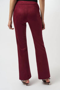 Joseph Ribkoff Faux Suede Wide Leg Pant in merlot - women's pants - detail view