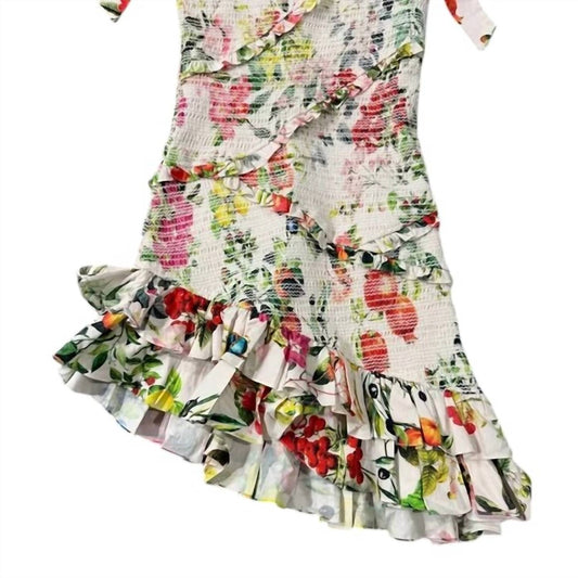 Rococo Sand - Women's Smocked Floral Ruffle Mini Dress