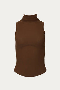 NOON RIBBED MODAL-BLEND JERSEY SLEEVELESS TURTLENECK TOP