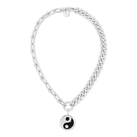Eklexic - Women's Dual Chain Necklace With Lage Enamel Yin Yang Pendant
