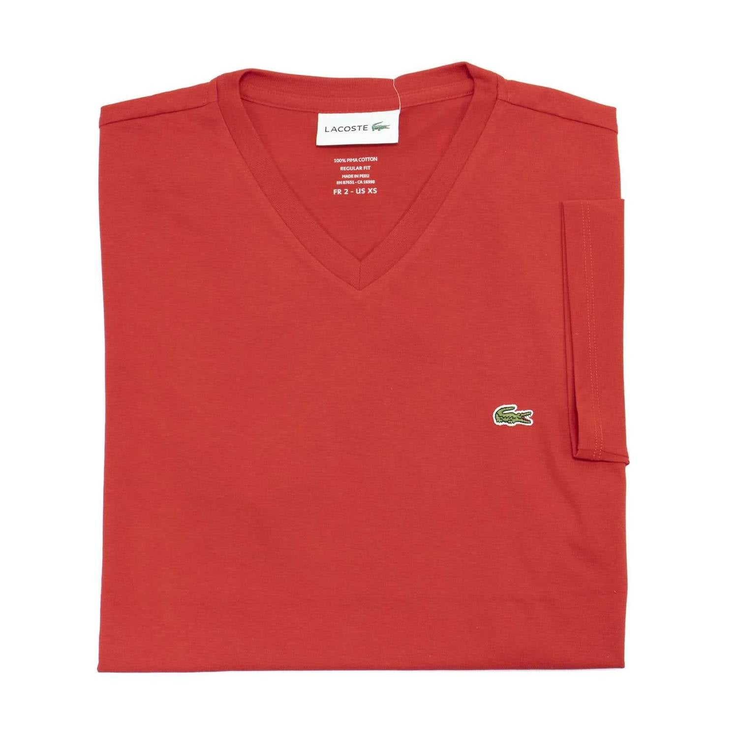 Lacoste - Men's Standard Short Sleeve Pima V-neck Tee