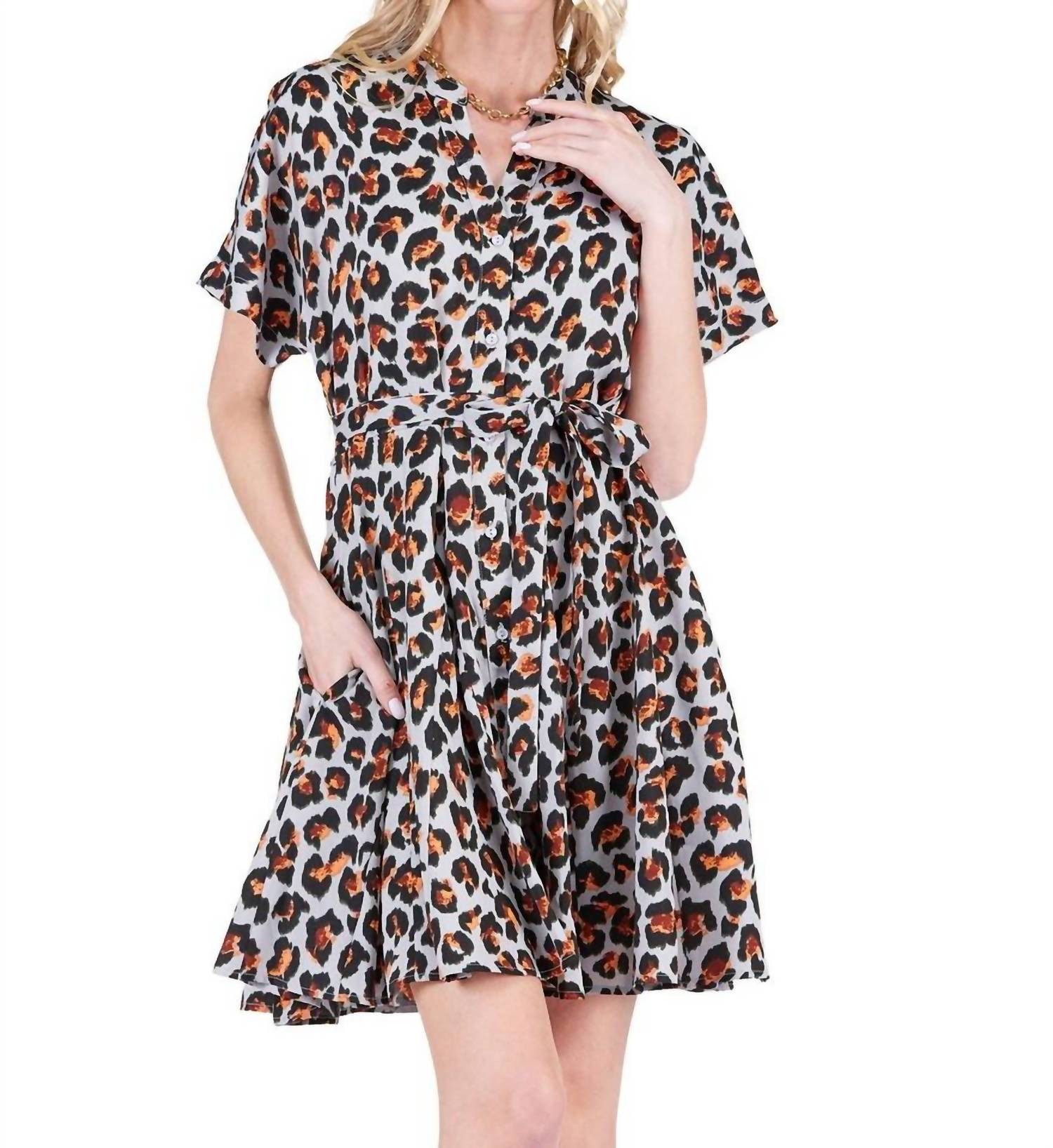 Joy Joy - Button Front Flared Mini Dress