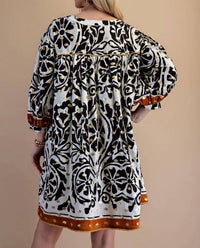 Gigio - Foil Bold Print Bohemian Dress
