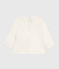 Petit Bateau Ellie Embroidered Collar Blouse in cream and white - kids' blouse - alternate view