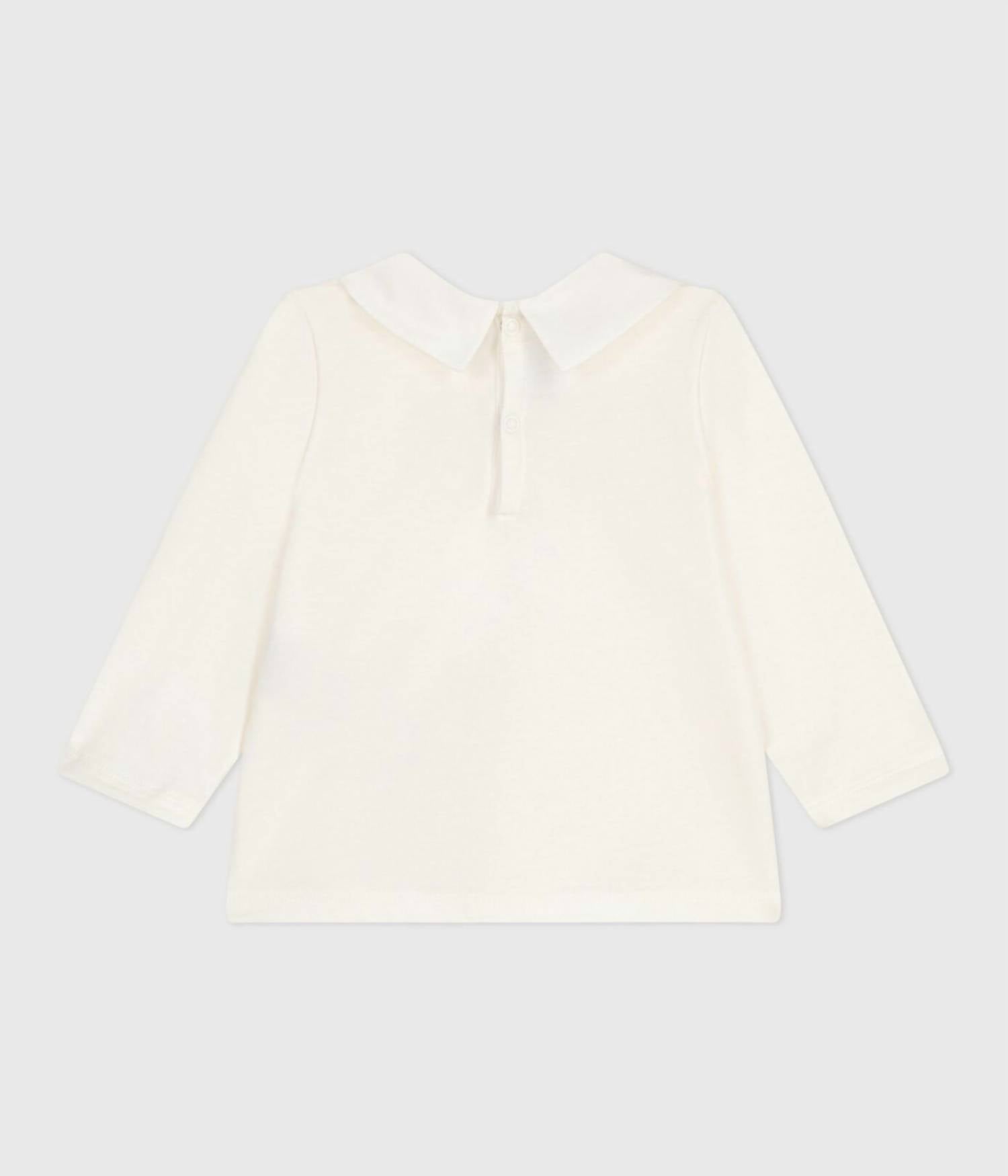 Petit Bateau Ellie Embroidered Collar Blouse in cream and white - kids' blouse - alternate view