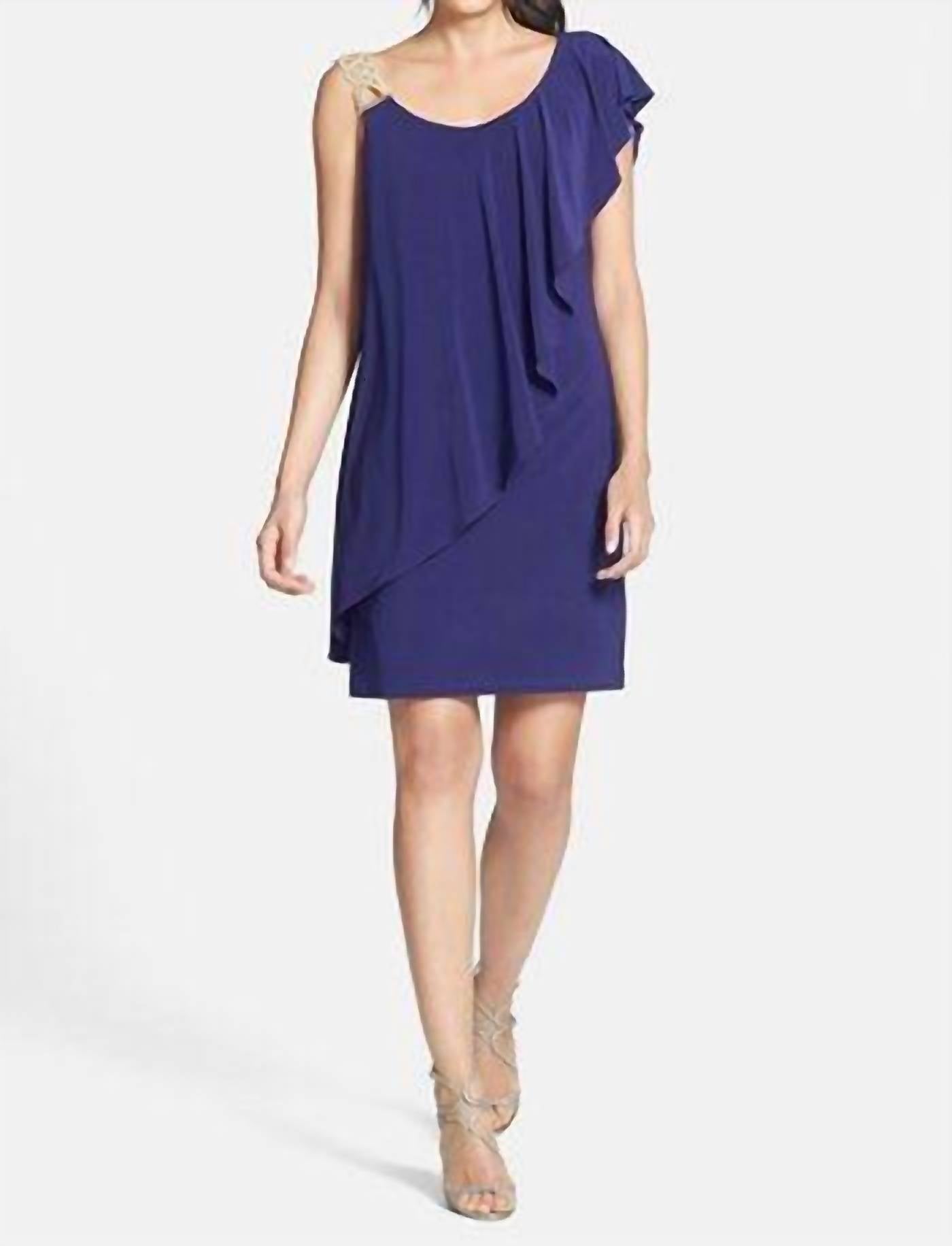 Betsy & Adam - One Shoulder Rhinestone Dress