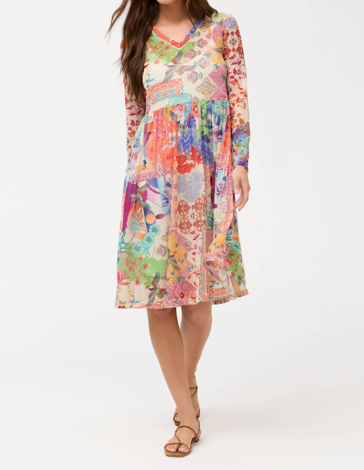 Johnny Was - Mesh Tier Slip Midi Dress