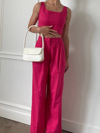 Lucy Paris - Tia Linen Pleated Wide Leg Pants