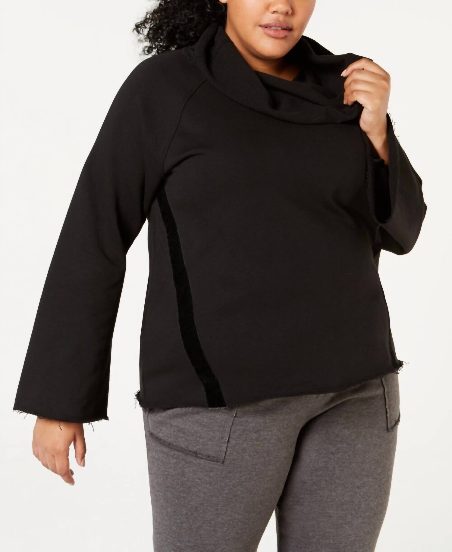 Ideology - Cowl Neck Wide Sleeve Striped Top - Plus