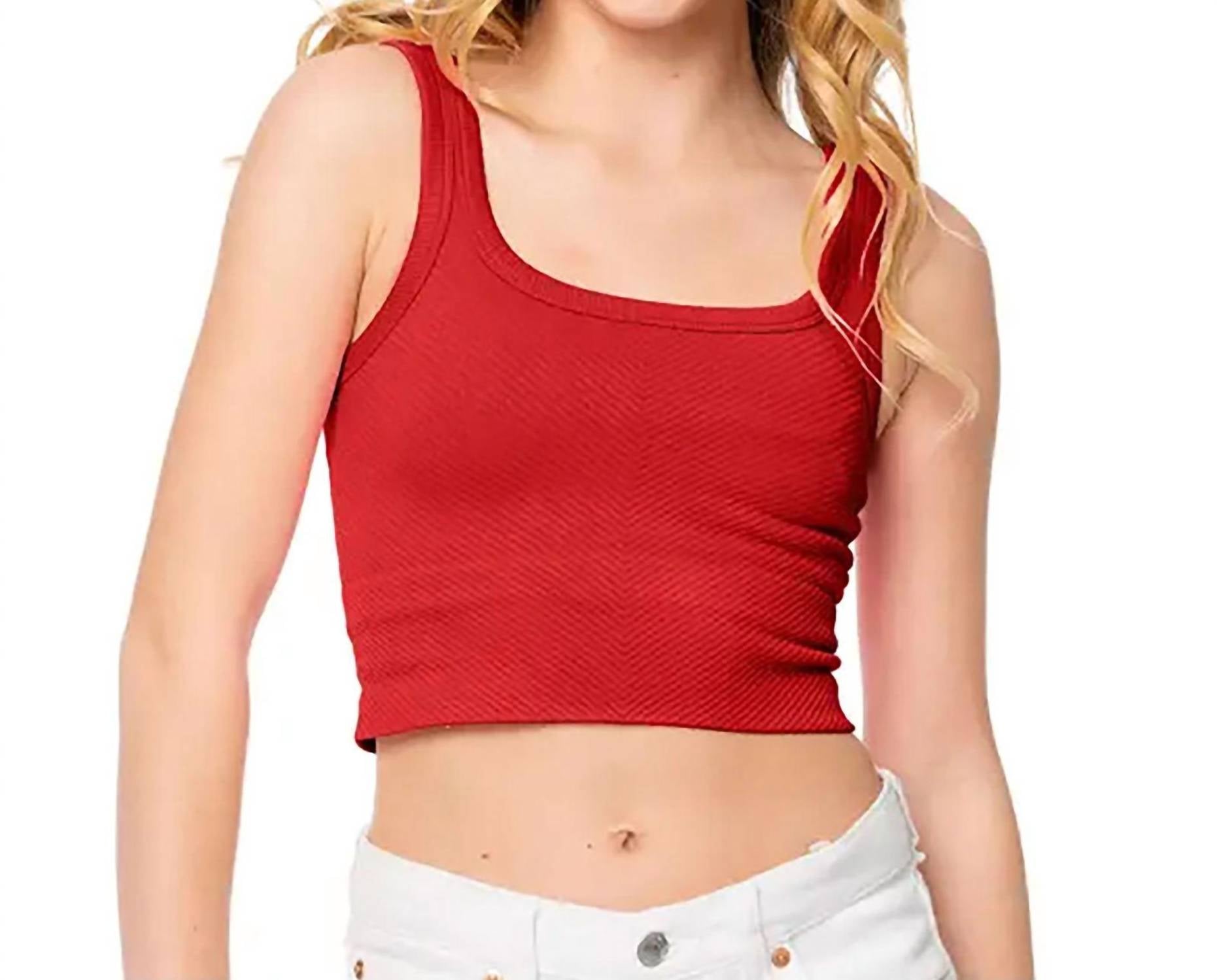 Malibu Sugar Girl's Chevron Crop Tank in red - kids' tank top