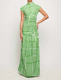 SWF High Neck Cap Sleeve Maxi Dress in green - women's dress