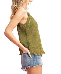Eesome - Esmeralda Pleated Cami Top With Lettuce Hemline