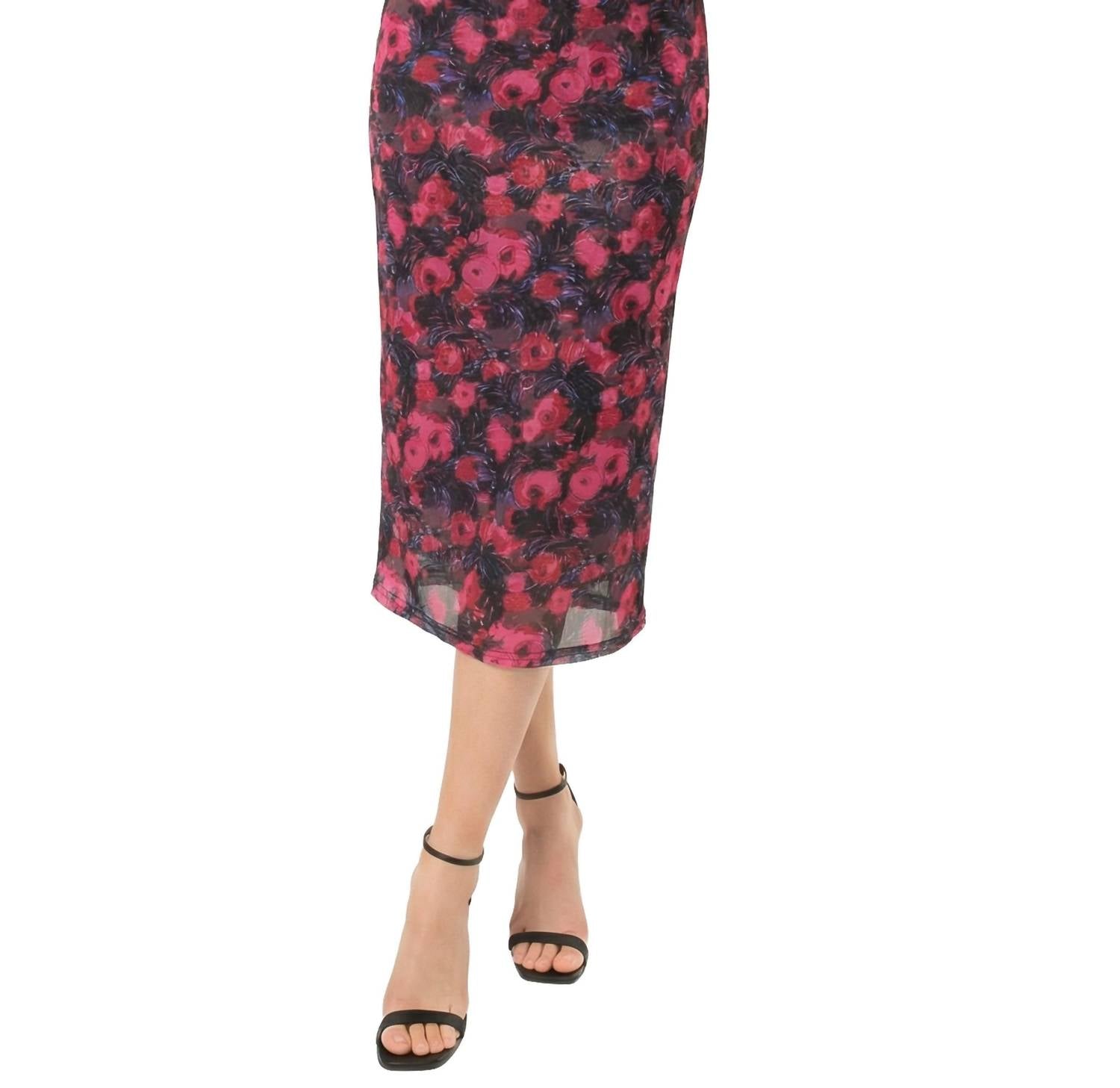 Area Stars Phi Midi Jersey Dress in rose print - women's dress