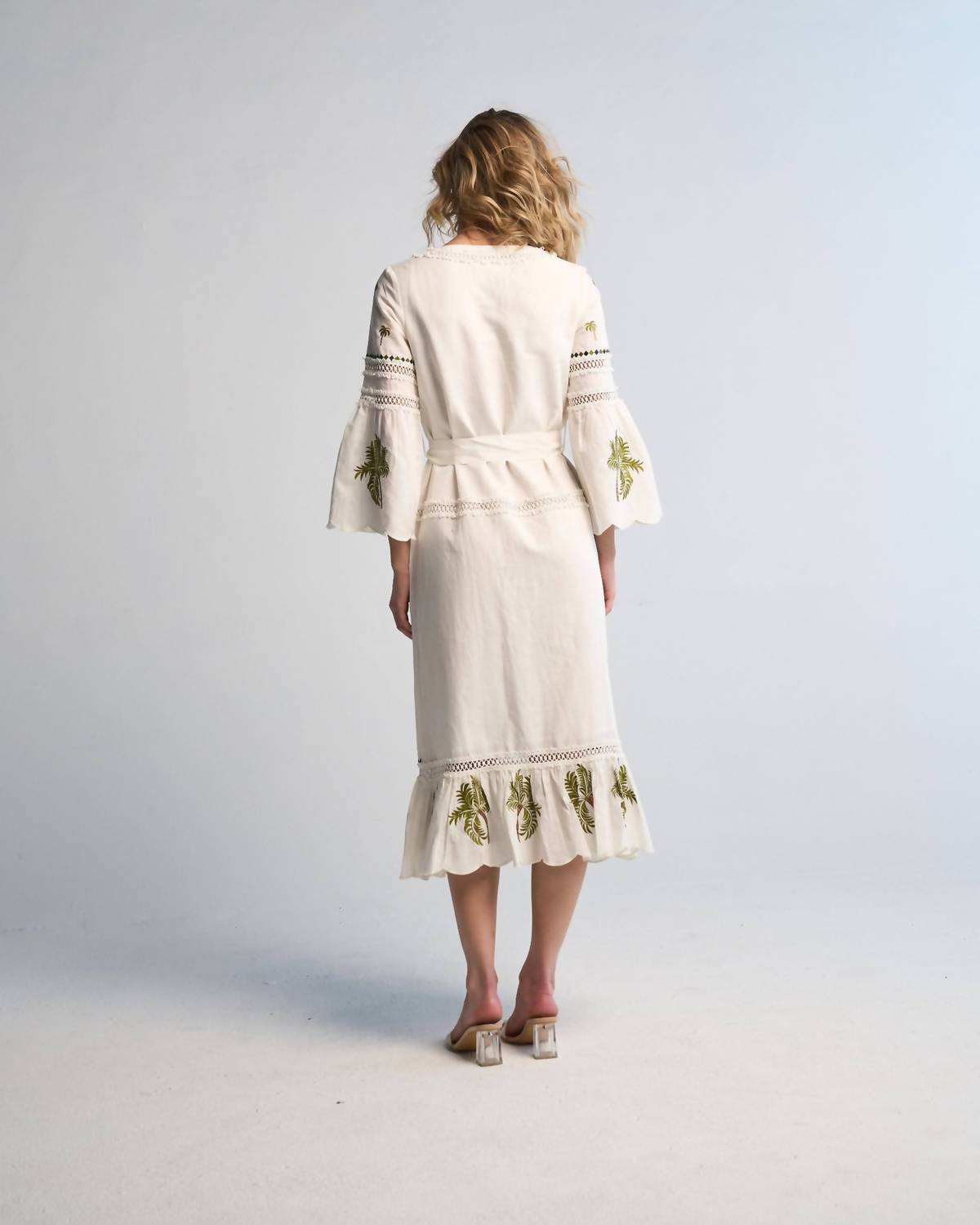 Guadalupe Design Women's Tania Palm Dress in white - women's dress - detail view