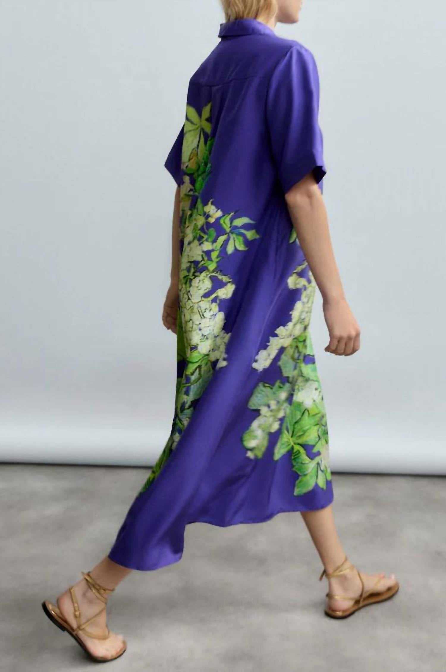 Psophia - Hydrangea Long Silk Dress