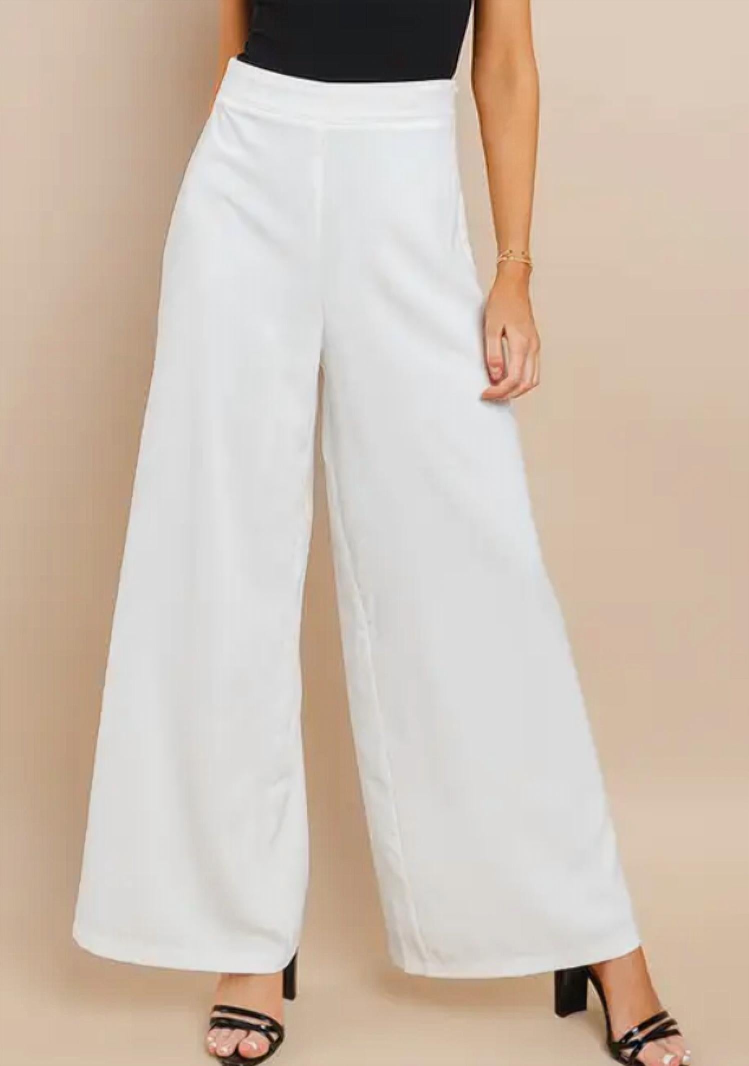 TCEC Classic City Wide Leg Pant in white - women's pants - detail view