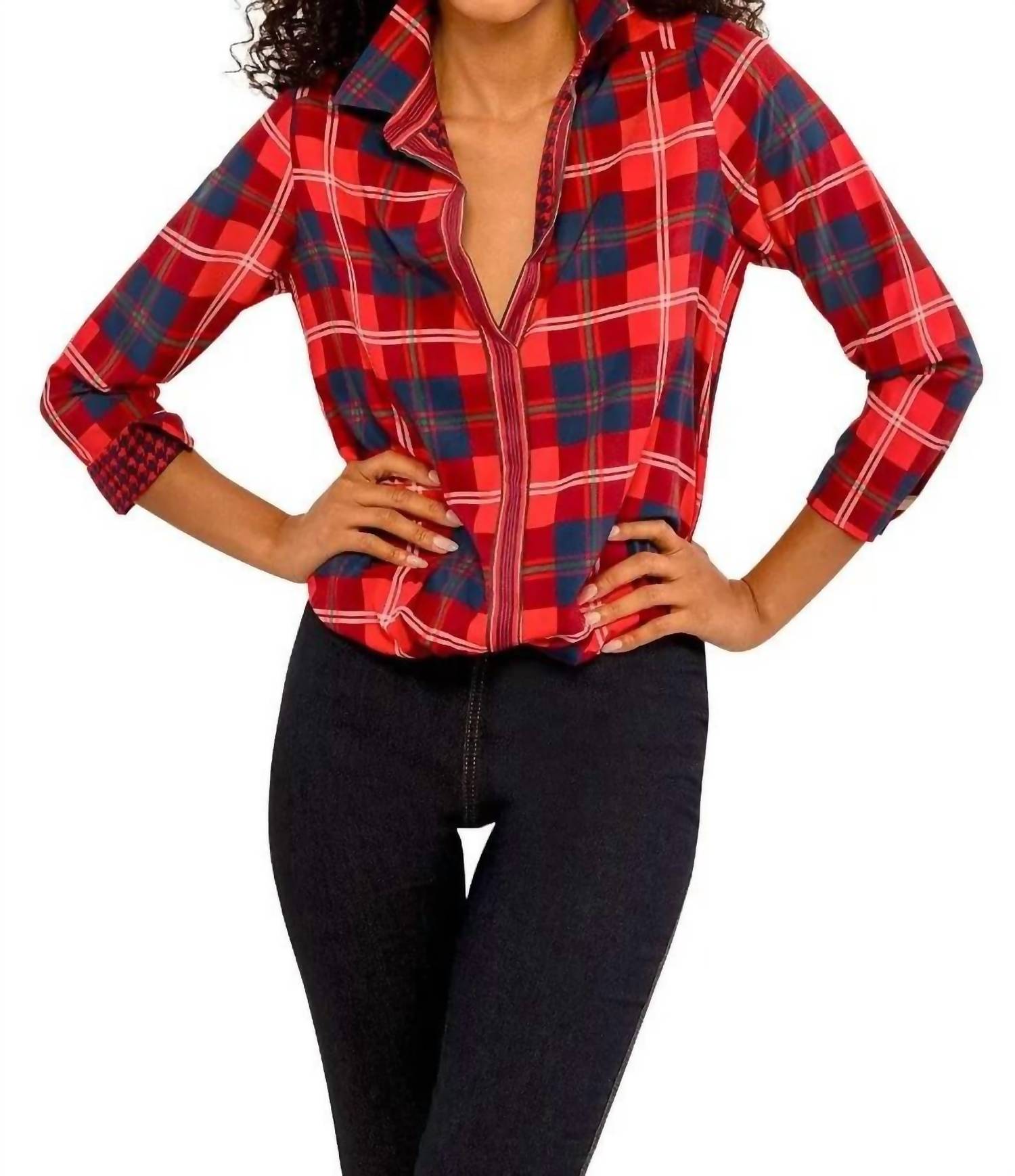 Gretchen Scott - Button Up Middleton Plaid Boyfriend Shirt