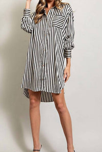 Ee:Some - Classic Striped Shirt Dress