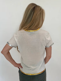 Peace Of Cloth - Sonya Short Sleeve Crew Top With Foil