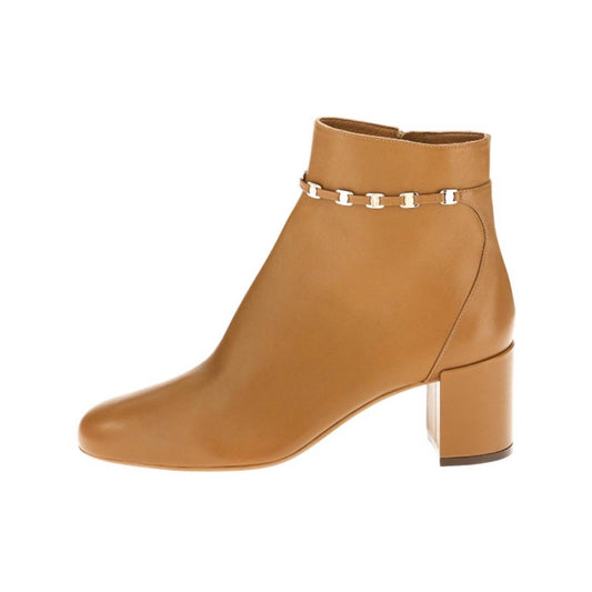 Salvatore Ferragamo - Women's Chain-link Leather Ankle Boots