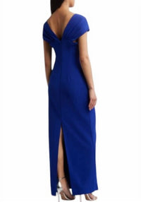Alex Evenings Rhinestone Cap Sleeve Gown in royal blue - women's dress - detail view