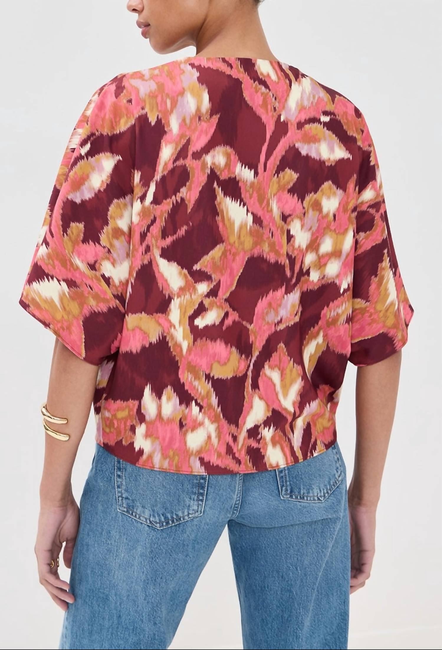 Figue - Short Sleeve Drape Front Blouse