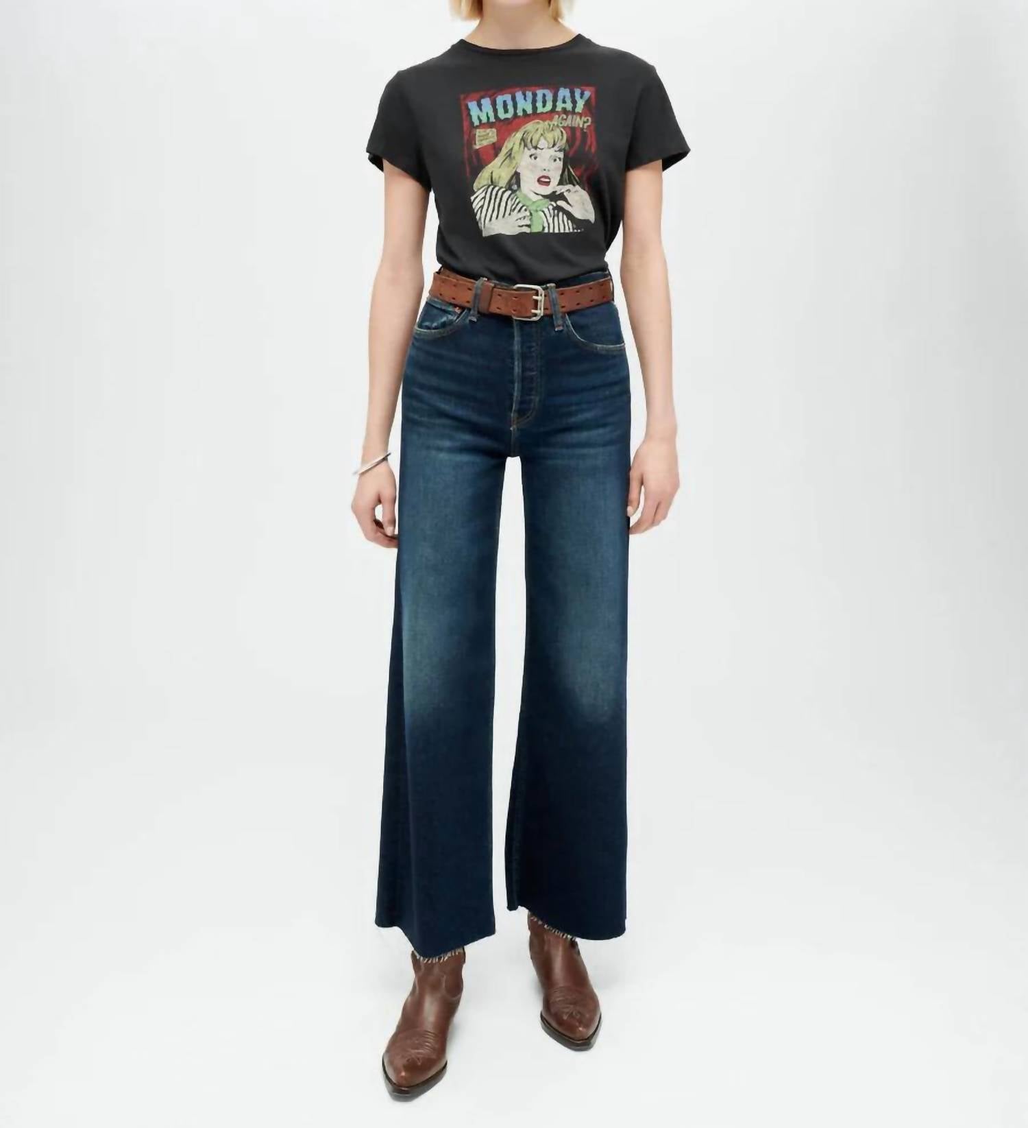 RE/DONE High Rise Wide Leg Crop Jeans in barely worn - women's jeans - view 4