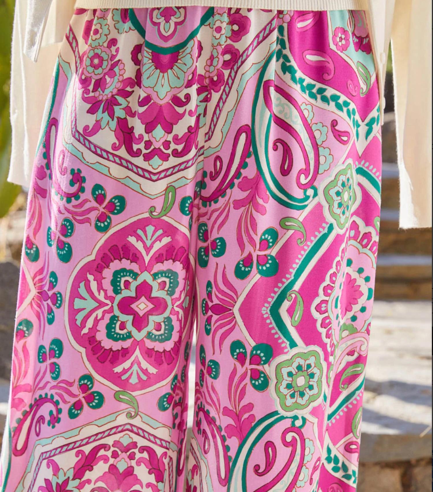 Karen Kane - Italian Tile Print Wide-leg Pants