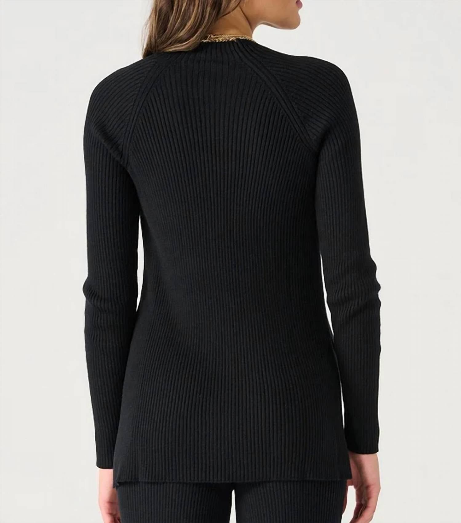 Dex - Mock Neck Ribbed Tunic Sweater