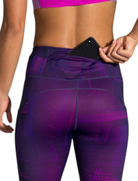 BROOKS Women's Method Half Crop Tight Leggings in matrix navy print - women's pants - alternate view