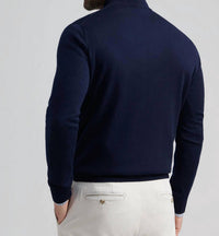 PETER MILLAR Autumn Crest Honeycomb Crewneck Sweater in navy - men's sweater - detail view