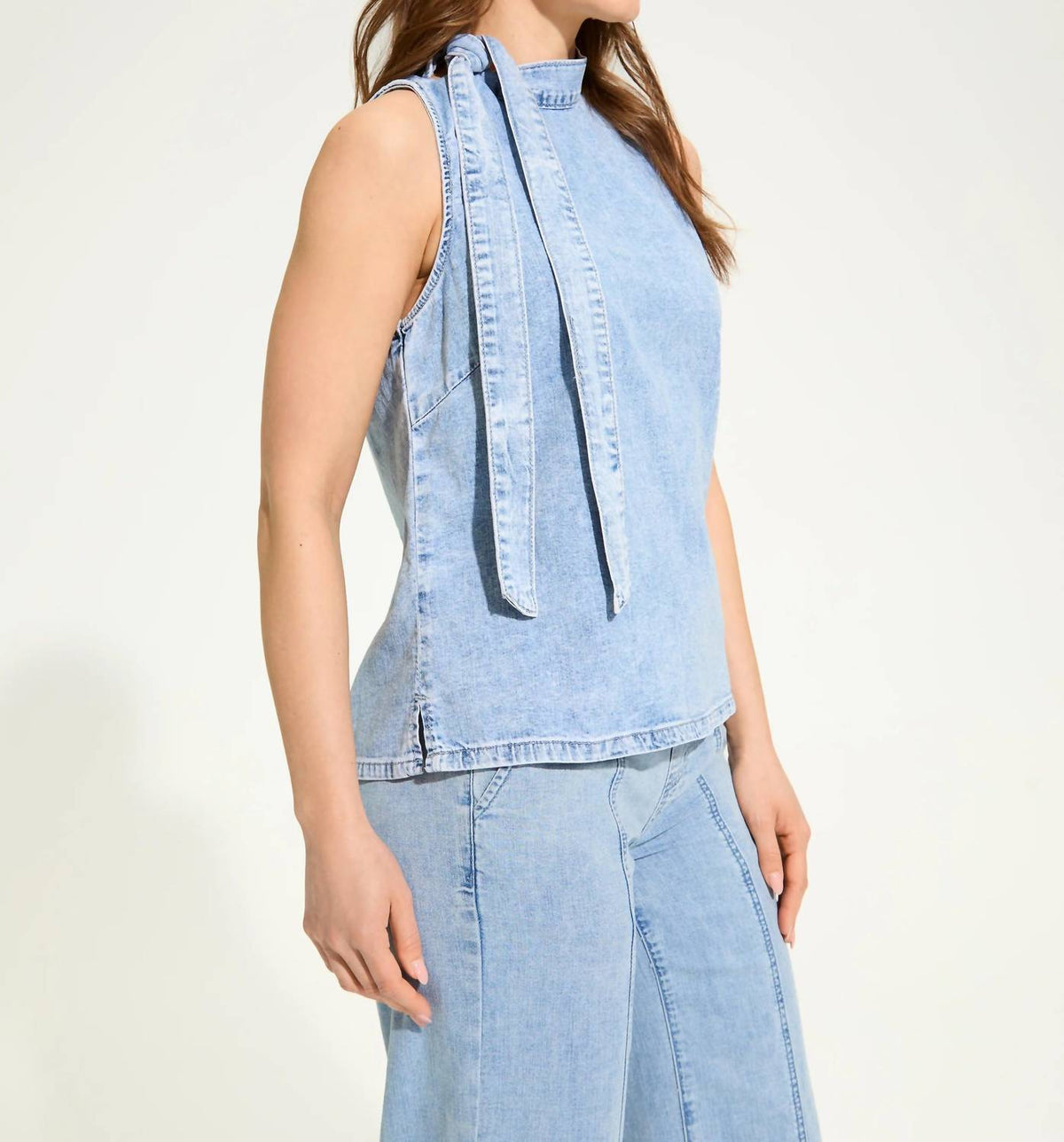 Fdj - Sleeveless Bow Neck Top