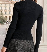 Flying Tomato - Claire Long Sleeve Ribbed Knit Top